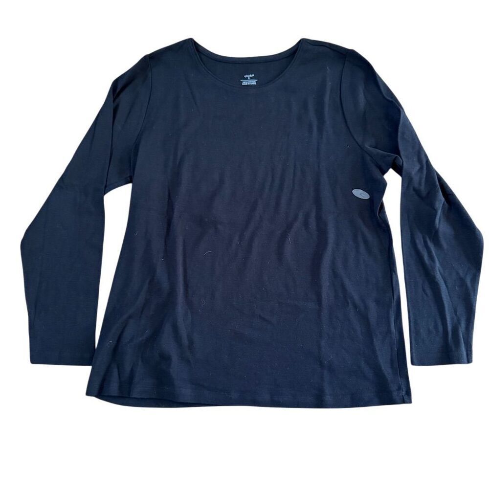 CJ Banks Black Long Sleeve Crew Neck Tee Size X (14W)